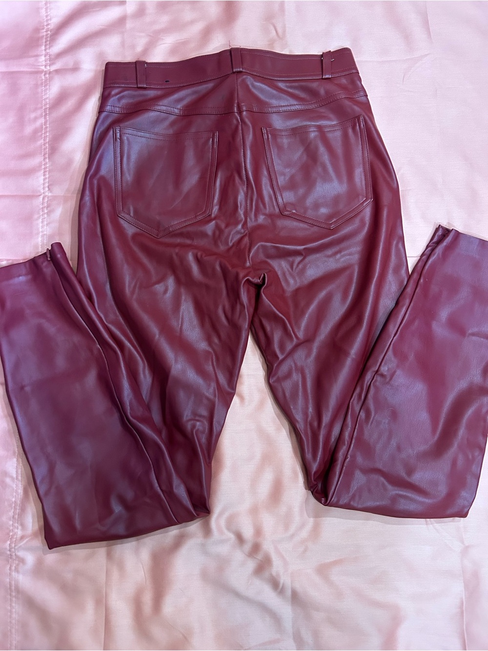 Zara High-Waist Faux Leather Slim Pants in Burgundy size M size 28" - Picture 5 of 5